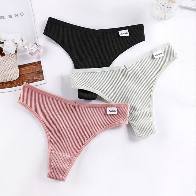 3pcs/lot Panties for Women Sexy Thong Underwear T-Back Briefs Seamless Lingerie Female Fashion Cotton Tanga G-string Breathable