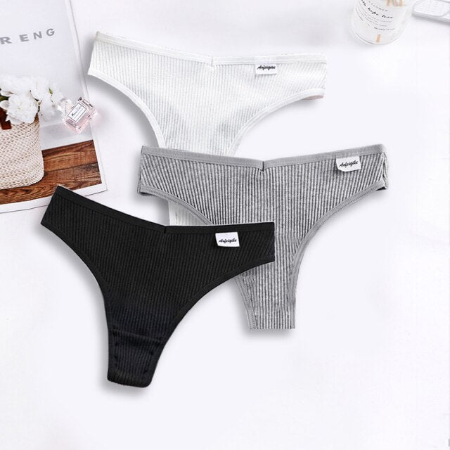 3pcs/lot Panties for Women Sexy Thong Underwear T-Back Briefs Seamless Lingerie Female Fashion Cotton Tanga G-string Breathable