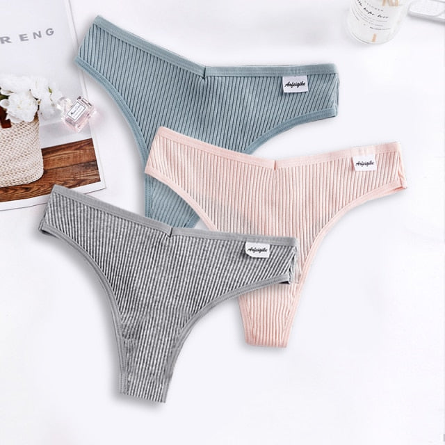 3pcs/lot Panties for Women Sexy Thong Underwear T-Back Briefs Seamless Lingerie Female Fashion Cotton Tanga G-string Breathable