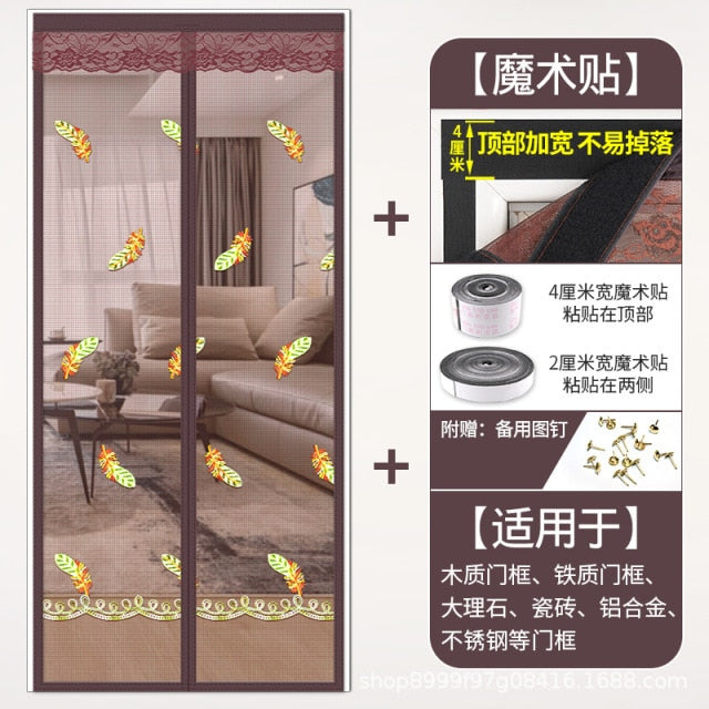 Door And Window Screen Velcro Free Perforated Lnsect-Proof Curtain Summer Anti-Mosquito Breathable Magnetic Magnetic Bedroom