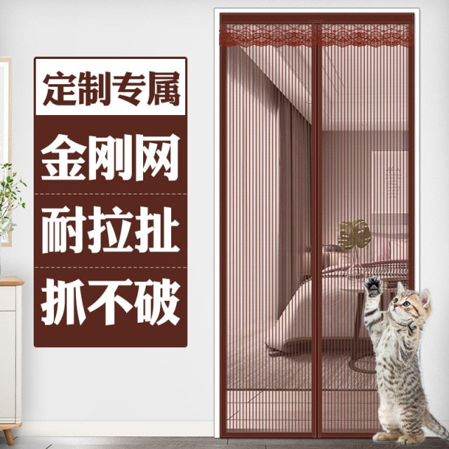 Door And Window Screen Velcro Free Perforated Lnsect-Proof Curtain Summer Anti-Mosquito Breathable Magnetic Magnetic Bedroom