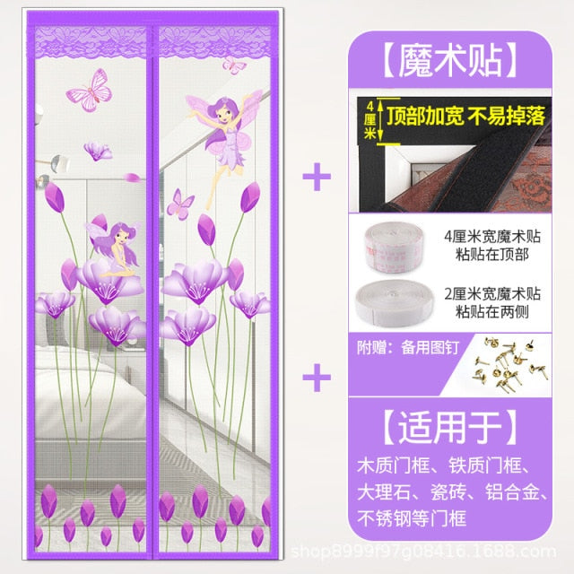 Door And Window Screen Velcro Free Perforated Lnsect-Proof Curtain Summer Anti-Mosquito Breathable Magnetic Magnetic Bedroom