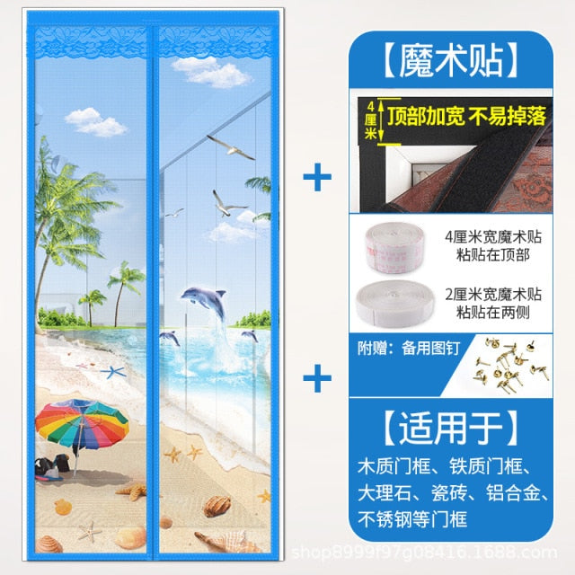 Door And Window Screen Velcro Free Perforated Lnsect-Proof Curtain Summer Anti-Mosquito Breathable Magnetic Magnetic Bedroom
