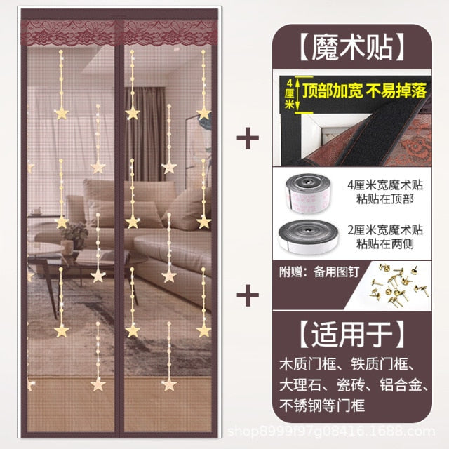 Door And Window Screen Velcro Free Perforated Lnsect-Proof Curtain Summer Anti-Mosquito Breathable Magnetic Magnetic Bedroom