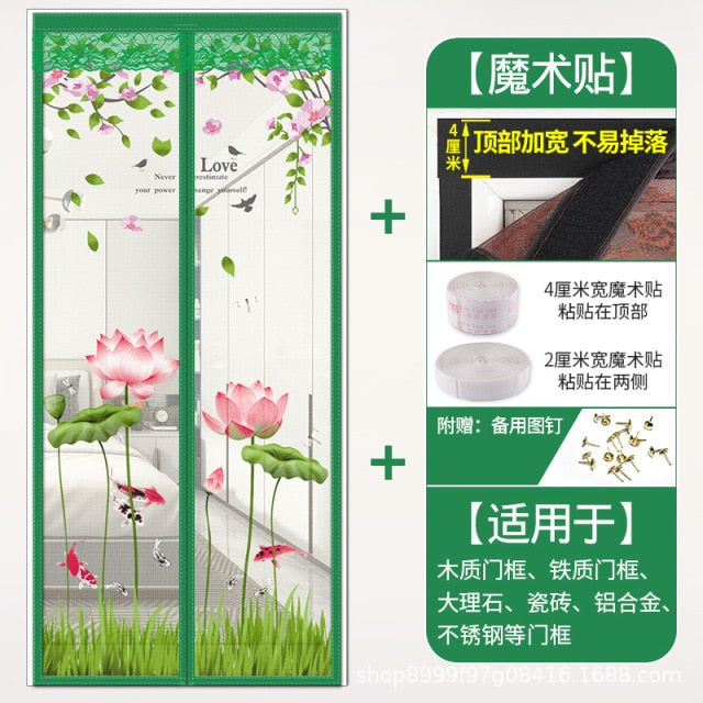 Door And Window Screen Velcro Free Perforated Lnsect-Proof Curtain Summer Anti-Mosquito Breathable Magnetic Magnetic Bedroom