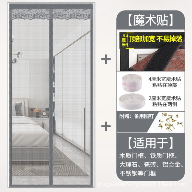 Door And Window Screen Velcro Free Perforated Lnsect-Proof Curtain Summer Anti-Mosquito Breathable Magnetic Magnetic Bedroom