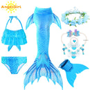 AngelGirl 2021 Girls Swimmable Mermaid Tail Princess Dress with Monofin Kids Holiday Mermaid Costume Cosplay Swimsuit Birthday