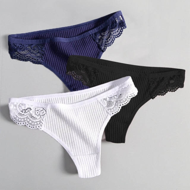 Women's Lace Fashion Cotton G-string Letter Thong Panties Sexy low Waist Briefs Underwear Female Lingerie Intimate Pants