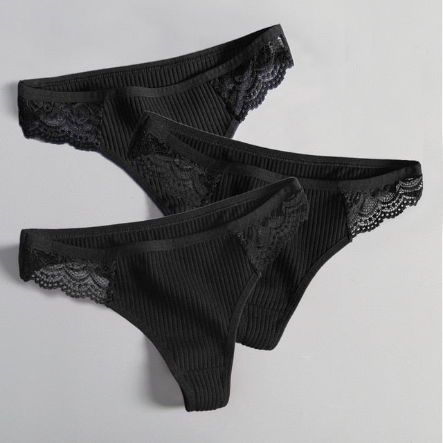 Women's Lace Fashion Cotton G-string Letter Thong Panties Sexy low Waist Briefs Underwear Female Lingerie Intimate Pants
