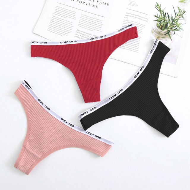 Women's Lace Fashion Cotton G-string Letter Thong Panties Sexy low Waist Briefs Underwear Female Lingerie Intimate Pants