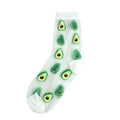 CHAOZHU Girls Cute Cartoon Fruits Sheer Kawaii Lady Women Summer Fall Avocado Lemon Pineapple Cherry Jacquard Socks Female