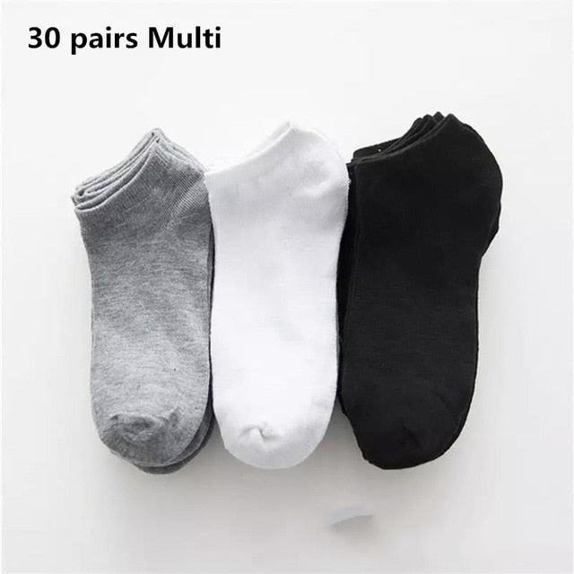 20/30pairs/Men's Casual Boat Socks Solid Color Socks Shallow Mouth Breathable Soft Socks Men's Shoes Gifts Ankle Socks Wholesale