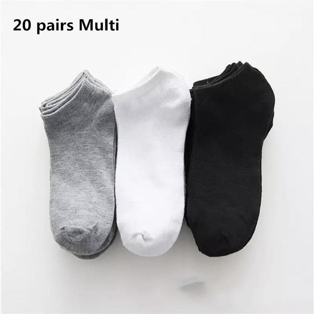 20/30pairs/Men's Casual Boat Socks Solid Color Socks Shallow Mouth Breathable Soft Socks Men's Shoes Gifts Ankle Socks Wholesale