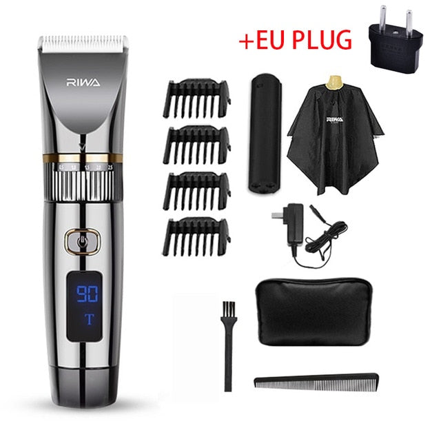 Riwa Barber Hair Clipper LED Screen Washable Electric Hair Trimmer Rechargeable Professional Hair Machine Hair Trimmer For Men