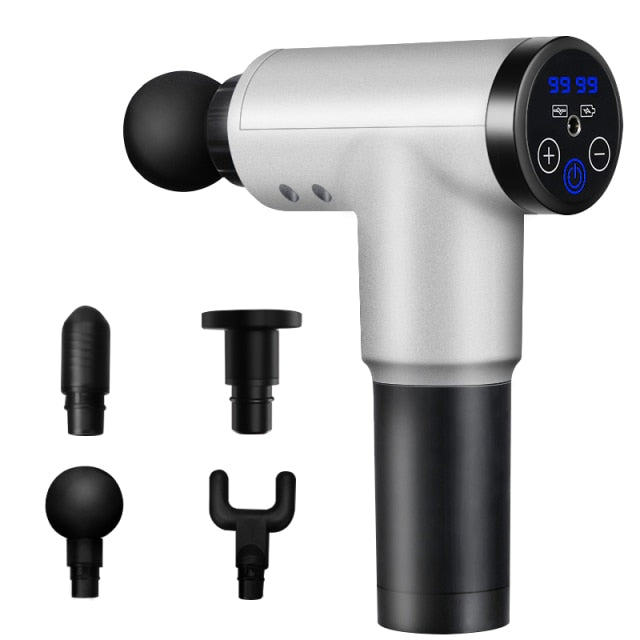LCD Display Therapy Massage Gun 32 Gears Muscle Massager Pain Sport Massage Machine Relax Body Slimming Relief With 4 Heads