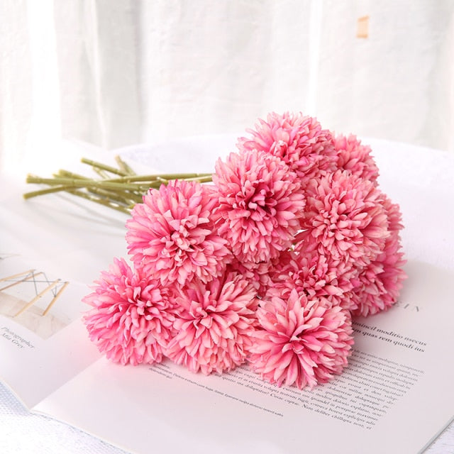 1/3/5PcsBunch Artificial Flower Bouquet Silk Dandelion Flower Ball Fake Flowers DIY Home Widding Decoration Valentines Day Gifts