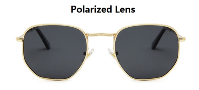 2021 Square Sunglases Men Hexagon Sun glasses Mannen Women Metal Frame Fishing Glasses Gold gray Eyewear lentes de sol hombre