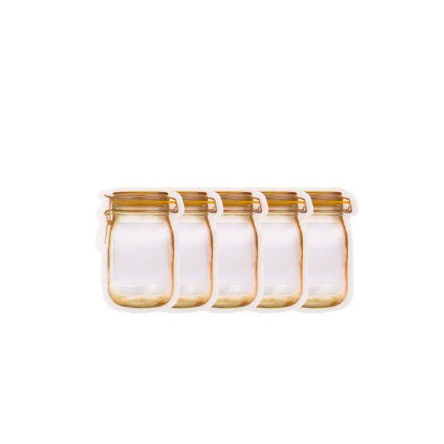5-20Pcs Portable Mason Jar Bags Reusable Seal Food Saver Storage Bags Organizer Nuts Candy Cookies Snack Sandwich Ziplock Bags