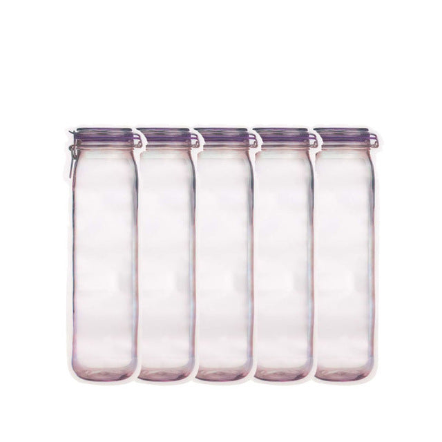 5-20Pcs Portable Mason Jar Bags Reusable Seal Food Saver Storage Bags Organizer Nuts Candy Cookies Snack Sandwich Ziplock Bags