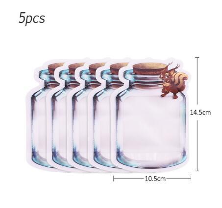 5-20Pcs Portable Mason Jar Bags Reusable Seal Food Saver Storage Bags Organizer Nuts Candy Cookies Snack Sandwich Ziplock Bags