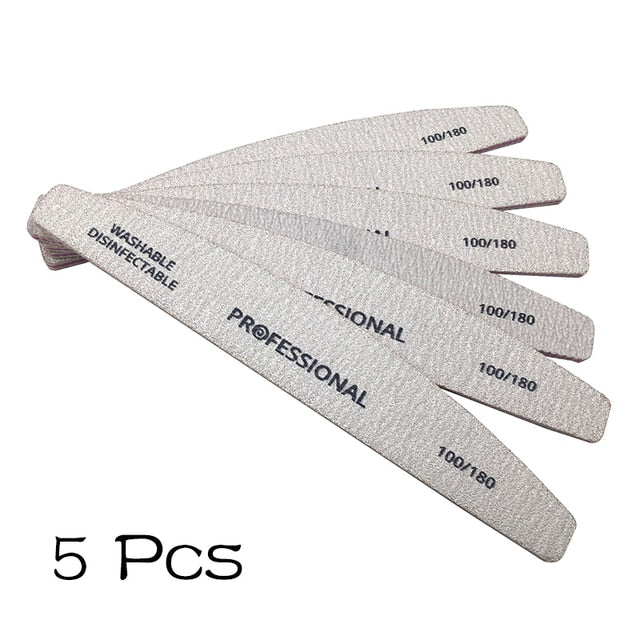 5Pcs/lot Professional Nail Files Nail Art Sanding Files Buffing Curve Manicure Tools Set 100/180 Nail Buffer Diagnostic-Tool
