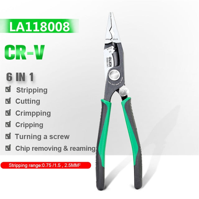 LAOA Multifunctional Electrician Pliers Long Nose Pliers Wire Stripper Cable Cutter Terminal Crimping Hand Tools