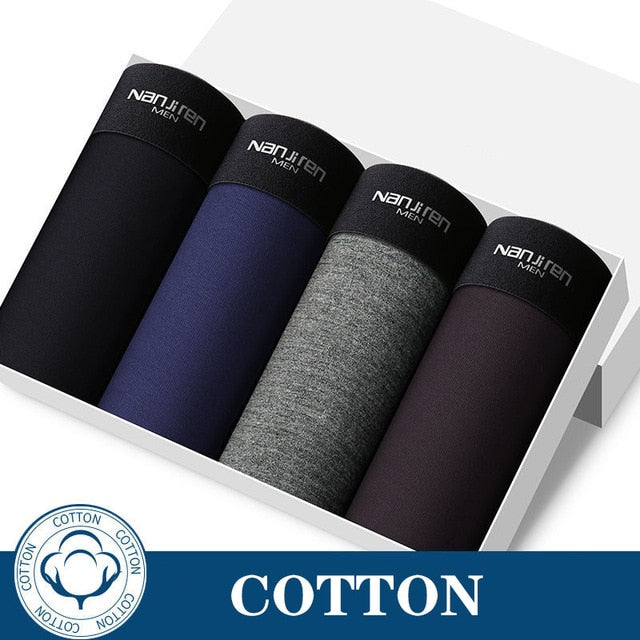 4Pcs/Lot Men's Panties Boxer Print Underwear Cotton Shorts For Male Couple Sexy Set Calecon Large Size Underpants L-5XL