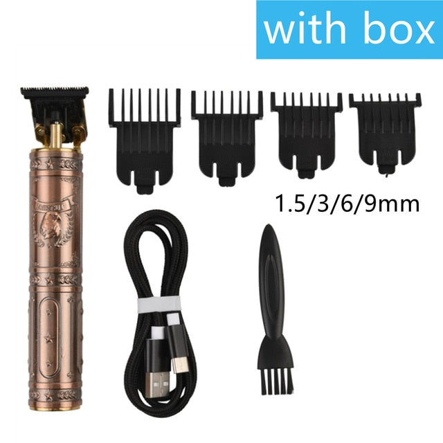 USB Rechargeable Hair Trimmer Electric Cordless Skeleton Hair Clipper Shaver Trimmer Men Barber Hair Cutting Machine 0mm Razor