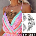Rose Peony Flower Girls Temporary Tattoos For Women Waterproof Black Tattoo Stickers 3D Blossom Lady Shoulder DIY Tatoos