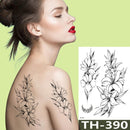 Rose Peony Flower Girls Temporary Tattoos For Women Waterproof Black Tattoo Stickers 3D Blossom Lady Shoulder DIY Tatoos