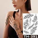 Rose Peony Flower Girls Temporary Tattoos For Women Waterproof Black Tattoo Stickers 3D Blossom Lady Shoulder DIY Tatoos