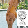 Rose Peony Flower Girls Temporary Tattoos For Women Waterproof Black Tattoo Stickers 3D Blossom Lady Shoulder DIY Tatoos