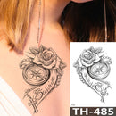 Rose Peony Flower Girls Temporary Tattoos For Women Waterproof Black Tattoo Stickers 3D Blossom Lady Shoulder DIY Tatoos