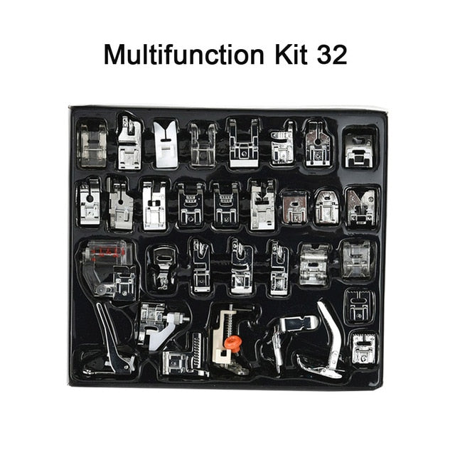 INNE 11-82pcs/Set Sewing Machine Presser Foot Press For Brother Singer Kit Braiding Blind Stitch OverLock Zipper Ruler Parts