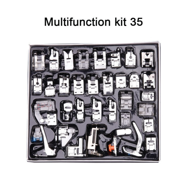 INNE 11-82pcs/Set Sewing Machine Presser Foot Press For Brother Singer Kit Braiding Blind Stitch OverLock Zipper Ruler Parts