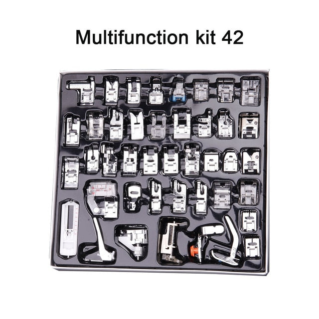 INNE 11-82pcs/Set Sewing Machine Presser Foot Press For Brother Singer Kit Braiding Blind Stitch OverLock Zipper Ruler Parts