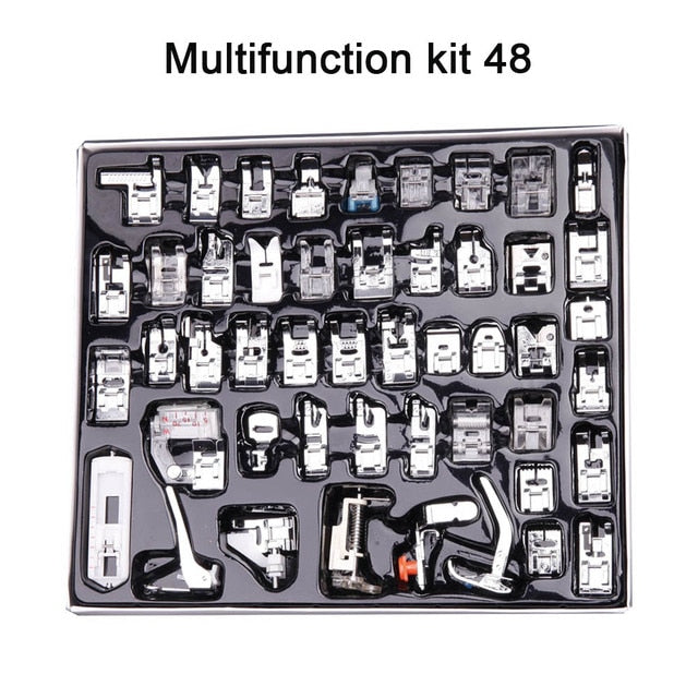 INNE 11-82pcs/Set Sewing Machine Presser Foot Press For Brother Singer Kit Braiding Blind Stitch OverLock Zipper Ruler Parts