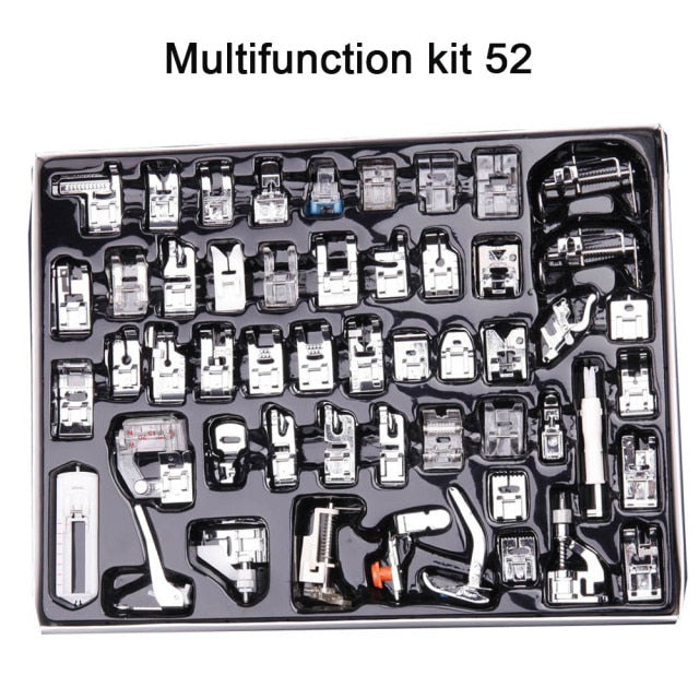 INNE 11-82pcs/Set Sewing Machine Presser Foot Press For Brother Singer Kit Braiding Blind Stitch OverLock Zipper Ruler Parts