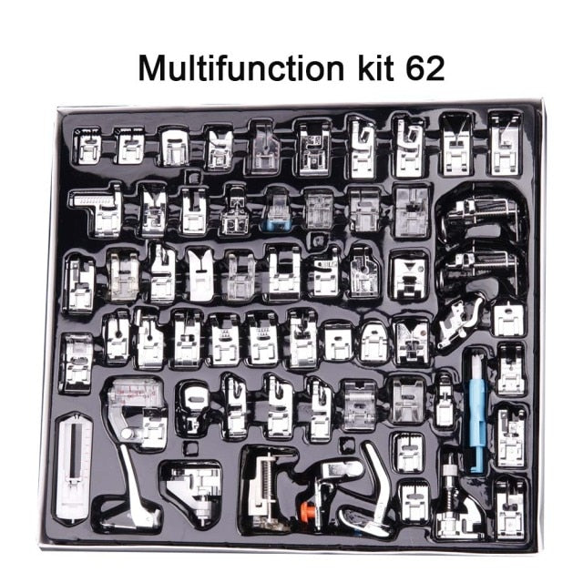 INNE 11-82pcs/Set Sewing Machine Presser Foot Press For Brother Singer Kit Braiding Blind Stitch OverLock Zipper Ruler Parts