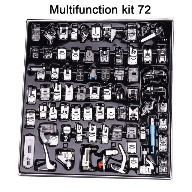 INNE 11-82pcs/Set Sewing Machine Presser Foot Press For Brother Singer Kit Braiding Blind Stitch OverLock Zipper Ruler Parts