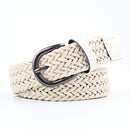 Vintage Bohemian Wide Belt Summer Wooden Buckle Wild Braided Belt Female Leopard Buckle Linen Weave Women Fake Straw Waist Belt