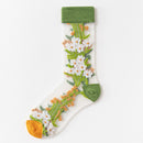 Novelty Harajuku New Product Crystal Silk Tide Socks Funny Sunflowers Vines Flowers Happy Women Socks Casual High Quality Sox