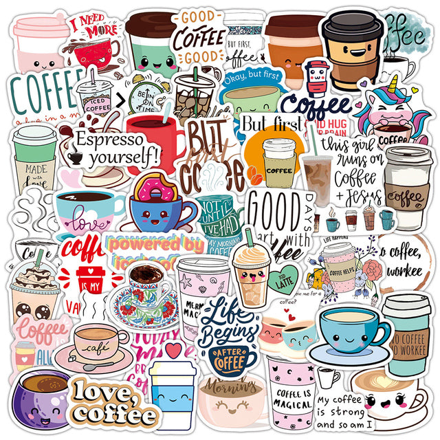 50PCS Summer Cute Flavored Drink Stickers PVC Kawaii Cartoon Beverage Decal sticker For Girl DIY Laptop Stationery Water Bottle