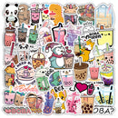 50PCS Summer Cute Flavored Drink Stickers PVC Kawaii Cartoon Beverage Decal sticker For Girl DIY Laptop Stationery Water Bottle