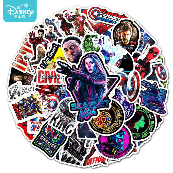 10/52PCS Disney Marvel The Avengers Stickers Cool Anime Laptop Guitar Luggage Skateboard Waterproof Graffiti Sticker Kids Toys