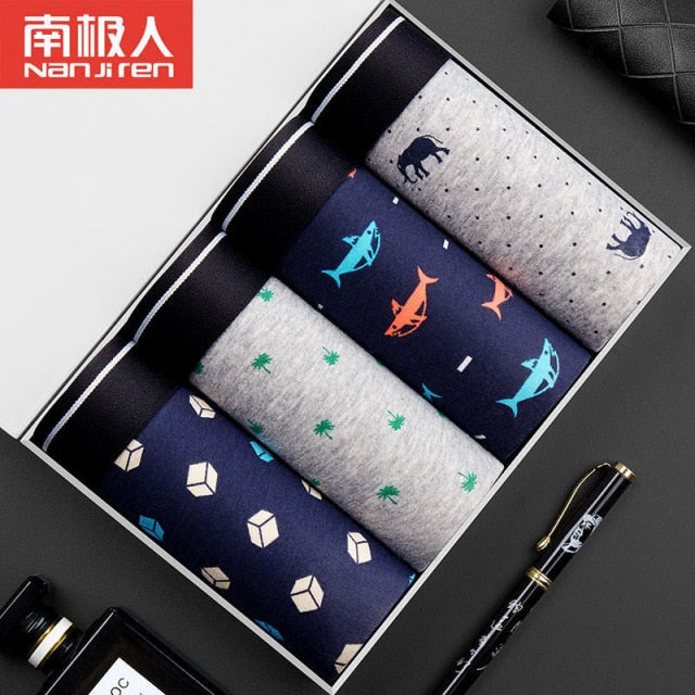 Men's Boxer Underwear Men Cotton Boxers Homme Brand Mens Underpants Male Panties Breathbale U Convex Pouch Printed Shorts L-3XL