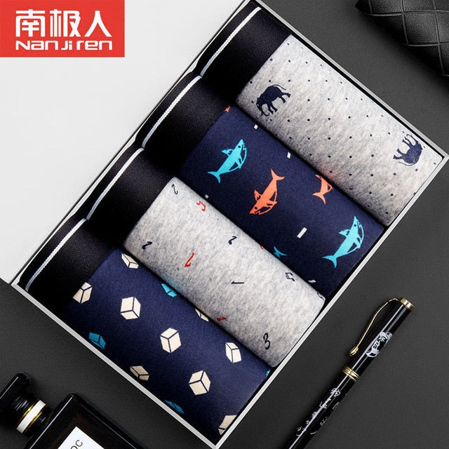 Men's Boxer Underwear Men Cotton Boxers Homme Brand Mens Underpants Male Panties Breathbale U Convex Pouch Printed Shorts L-3XL