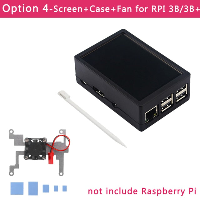 3.5 Inch Raspberry Pi 3 Model B+ Touch Screen 480*320 LCD Display + Touch Pen + ABS Case for Raspberry Pi 4 Model B / 3B+ /3B