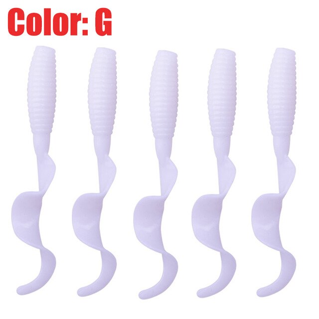 5Pcs Curly Worms Soft Bait 55mm 2g Jig Wobblers Fishing Lure Shrimp Smell Silicone Artificial Baits Carp Bass Lures Pesca Tackle