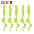 5Pcs Curly Worms Soft Bait 55mm 2g Jig Wobblers Fishing Lure Shrimp Smell Silicone Artificial Baits Carp Bass Lures Pesca Tackle